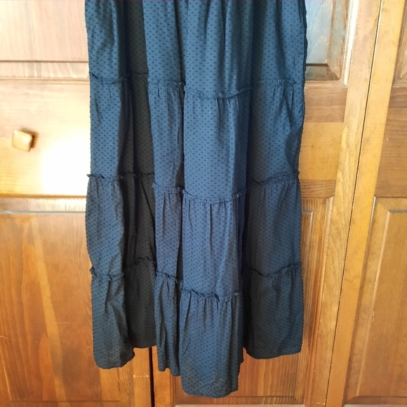 J. Crew Factory Smocked Tiered Midi Dress Black Swiss Dot BF861 Size Large - Picture 4 of 13